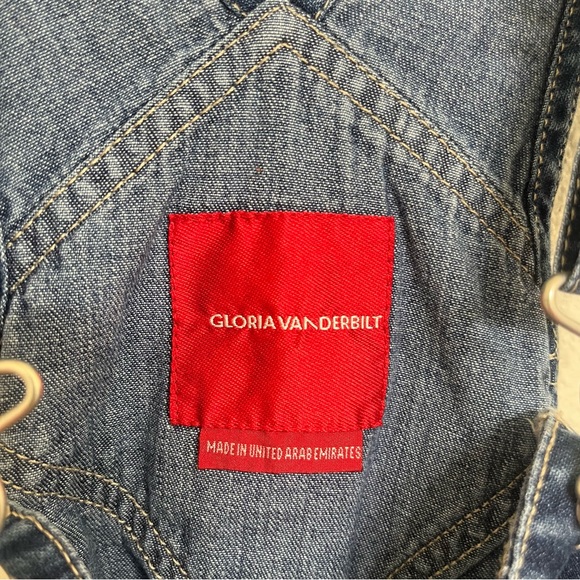 90s Y2K Vintage Gloria Vanderbilt Denim Overall Shorts Cargo Style Size Small - Picture 4 of 7